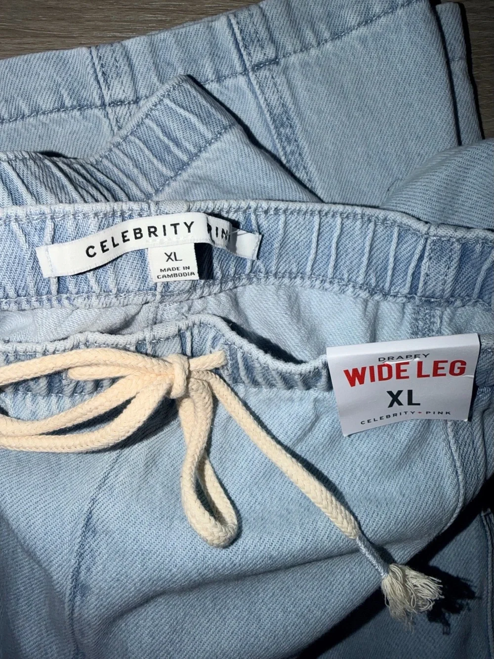 Celebrity Pink Light Blue Wide Leg Drawstring Pants